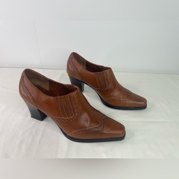 Coldwater Creek Shoes - Coldwater Creek Caramel Brown Leather High Heel Ankle Booties Size 6M